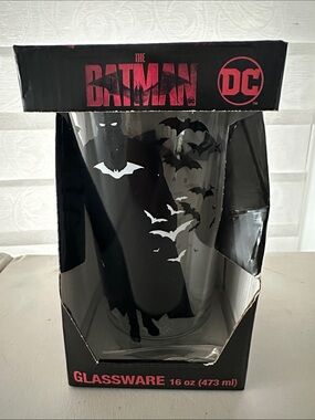 DC The Batman Black Pint Glass with White Bat Motif